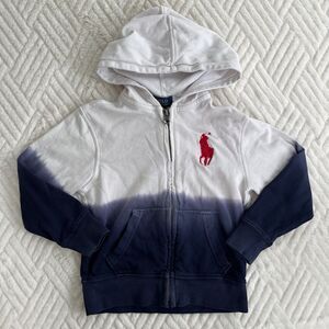 Polo Ralph Lauren Ombre Zip Hoodie 4T Big Pony Navy White Dip Dye